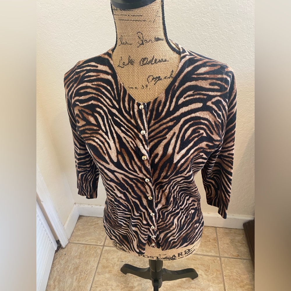 WHBM Animal Print Button-Up Women's cardigan size L